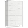 imageSONGMICS BELLAH Collection  Dresser for Bedroom Chest of Drawers Storage Organizer Unit Closet Entryway Steel 5 Drawers Farmhouse Rustic White and Honey Brown ULGS322WJ02SCloud White  Snow White