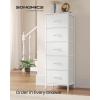 imageSONGMICS BELLAH Collection  Dresser for Bedroom Chest of Drawers Storage Organizer Unit Closet Entryway Steel 5 Drawers Farmhouse Rustic White and Honey Brown ULGS322WJ02SCloud White  Snow White