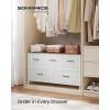 imageSONGMICS BELLAH Collection  Dresser for Bedroom Chest of Drawers Storage Organizer Unit Closet Entryway Steel 5 Drawers Farmhouse Rustic White and Honey Brown ULGS322WJ02SRustic White  Honey Brown
