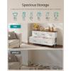 imageSONGMICS BELLAH Collection  Dresser for Bedroom Chest of Drawers Storage Organizer Unit Closet Entryway Steel 5 Drawers Farmhouse Rustic White and Honey Brown ULGS322WJ02SRustic White  Honey Brown