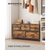 imageSONGMICS BELLAH Collection  Dresser for Bedroom Chest of Drawers Storage Organizer Unit Closet Entryway Steel 5 Drawers Farmhouse Rustic White and Honey Brown ULGS322WJ02SRustic Brown  Ink Black