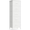 imageSONGMICS BELLAH Collection  Dresser for Bedroom Chest of Drawers Storage Organizer Unit Closet Entryway Steel 5 Drawers Farmhouse Rustic White and Honey Brown ULGS322WJ02SCloud White  Snow White