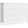 imageSONGMICS BELLAH Collection  Dresser for Bedroom Chest of Drawers Storage Organizer Unit Closet Entryway Steel 5 Drawers Farmhouse Rustic White and Honey Brown ULGS322WJ02SCloud White  Snow White