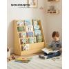 imageSONGMICS Kids Bookcase 5Tier Montessori Bookshelf FrontFacing Book Display Rack for Childrens Room Reading Nook 118 x 315 x 315 Inches Cloud White UGKR076WZ01Beech Beige