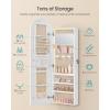 imageSONGMICS Wide Jewelry Organizer LED Jewelry Cabinet WallDoor Mounted Arched Mirror with Storage Lockable Rounded Corner Interior Mirror 39 x 165 x 425 Inches Jelly Pink UJJC020SA01SCloud White