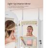 imageSONGMICS Wide Jewelry Organizer LED Jewelry Cabinet WallDoor Mounted Arched Mirror with Storage Lockable Rounded Corner Interior Mirror 39 x 165 x 425 Inches Jelly Pink UJJC020SA01SCloud White