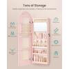 imageSONGMICS Wide Jewelry Organizer LED Jewelry Cabinet WallDoor Mounted Arched Mirror with Storage Lockable Rounded Corner Interior Mirror 39 x 165 x 425 Inches Jelly Pink UJJC020SA01SJelly Pink