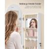 imageSONGMICS Wide Jewelry Organizer LED Jewelry Cabinet WallDoor Mounted Arched Mirror with Storage Lockable Rounded Corner Interior Mirror 39 x 165 x 425 Inches Jelly Pink UJJC020SA01SCloud White