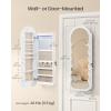 imageSONGMICS Wide Jewelry Organizer LED Jewelry Cabinet WallDoor Mounted Arched Mirror with Storage Lockable Rounded Corner Interior Mirror 39 x 165 x 425 Inches Jelly Pink UJJC020SA01SWhite