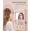 imageSONGMICS Wide Jewelry Organizer LED Jewelry Cabinet WallDoor Mounted Arched Mirror with Storage Lockable Rounded Corner Interior Mirror 39 x 165 x 425 Inches Jelly Pink UJJC020SA01SJelly Pink