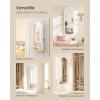 imageSONGMICS Wide Jewelry Organizer LED Jewelry Cabinet WallDoor Mounted Arched Mirror with Storage Lockable Rounded Corner Interior Mirror 39 x 165 x 425 Inches Jelly Pink UJJC020SA01SWhite
