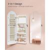 imageSONGMICS Wide Jewelry Organizer LED Jewelry Cabinet WallDoor Mounted Arched Mirror with Storage Lockable Rounded Corner Interior Mirror 39 x 165 x 425 Inches Jelly Pink UJJC020SA01SCloud White