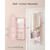imageSONGMICS Wide Jewelry Organizer LED Jewelry Cabinet WallDoor Mounted Arched Mirror with Storage Lockable Rounded Corner Interior Mirror 39 x 165 x 425 Inches Jelly Pink UJJC020SA01SJelly Pink