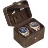 imageSONGMICS 2 Watch Travel Case 2Slot Watch Box Pillow with Hidden Storage Adjustable Divider Flap Pocket 4 x 47 x 33 Inches Gift Idea Brown Surface Brown Lining UJWB029KZ01Brown  Brown