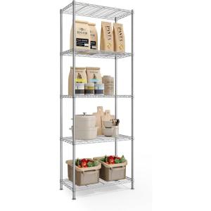 imageSONGMICS Storage Shelf Metal Wire Shelving Unit Adjustable Shelves for Garage Bedroom Living Room Kitchen Pantry 5 Tier 118 x 354 x 63 Inches Ink Black ULGR195BH01SSilver