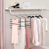 imageSONGMICS 5Bar Pants Hangers Pack of 4 SpaceSaving Clothes Hangers Closet Storage Organizer for Jeans Towels Scarves NonSlip Bars Black UCRI034B02