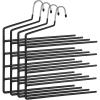 imageSONGMICS 5Bar Pants Hangers Pack of 4 SpaceSaving Clothes Hangers Closet Storage Organizer for Jeans Towels Scarves NonSlip Bars Black UCRI034B02