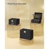 imageSONGMICS HOME 3Tier Jewelry Box with Mirror Jewelry Organizer with 2 Drawers PU Surface with Stitching Floating Effect 85 x 94 x 62 Inches Ink Black ANAH Collection UJBC183B01