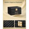imageSONGMICS HOME 3Tier Jewelry Box with Mirror Jewelry Organizer with 2 Drawers PU Surface with Stitching Floating Effect 85 x 94 x 62 Inches Ink Black ANAH Collection UJBC183B01