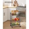 imageSONGMICS 3Tier Metal Rolling Cart Storage Cart with Removable Baskets Utility Cart with Wheels and Handle for Kitchen Bathroom Laundry Room White UBSC003W01Black