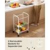 imageSONGMICS 3Tier Metal Rolling Cart Storage Cart with Removable Baskets Utility Cart with Wheels and Handle for Kitchen Bathroom Laundry Room White UBSC003W01White
