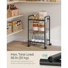 imageSONGMICS 3Tier Metal Rolling Cart Storage Cart with Removable Baskets Utility Cart with Wheels and Handle for Kitchen Bathroom Laundry Room White UBSC003W01Black