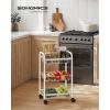 imageSONGMICS 3Tier Metal Rolling Cart Storage Cart with Removable Baskets Utility Cart with Wheels and Handle for Kitchen Bathroom Laundry Room White UBSC003W01White