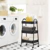 imageSONGMICS 3Tier Rolling Cart Metal Storage Cart Kitchen Storage Trolley with 2 Brakes and Handles Utility Cart Easy Assembly for Painting Utensils Bedroom Laundry Room Black UBSC068B01