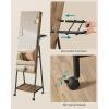 imageSONGMICS 6 LEDs Lockable Mirror Jewelry CabinetOrganizer Standing Jewelry Armoire with 4 Wheels Mirror with Jewelry Storage Coat Rack Shelf Rustic Brown and Black UJJC005X01