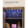 imageSONGMICS 6 LEDs Lockable Mirror Jewelry CabinetOrganizer Standing Jewelry Armoire with 4 Wheels Mirror with Jewelry Storage Coat Rack Shelf Rustic Brown and Black UJJC005X01