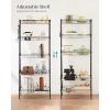 imageSONGMICS Metal Storage Shelves 5Tier Wire Shelving Unit Kitchen Rack Adjustable Shelves 4 Hooks Shelf Liners 118 x 157 x 591 Inches Total Load Capacity 220 lb for Garage Silver ULGR105E01Black