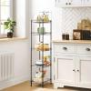 imageSONGMICS Metal Storage Shelves 5Tier Wire Shelving Unit Kitchen Rack Adjustable Shelves 4 Hooks Shelf Liners 118 x 157 x 591 Inches Total Load Capacity 220 lb for Garage Silver ULGR105E01Black
