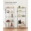 imageSONGMICS Metal Storage Shelves 5Tier Wire Shelving Unit Kitchen Rack Adjustable Shelves 4 Hooks Shelf Liners 118 x 157 x 591 Inches Total Load Capacity 220 lb for Garage Silver ULGR105E01Silver