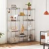 imageSONGMICS Metal Storage Shelves 5Tier Wire Shelving Unit Kitchen Rack Adjustable Shelves 4 Hooks Shelf Liners 118 x 157 x 591 Inches Total Load Capacity 220 lb for Garage Silver ULGR105E01Silver