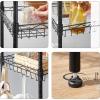 imageSONGMICS Metal Storage Shelves 5Tier Wire Shelving Unit Kitchen Rack Adjustable Shelves 4 Hooks Shelf Liners 118 x 157 x 591 Inches Total Load Capacity 220 lb for Garage Silver ULGR105E01Black
