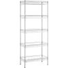 imageSONGMICS Metal Storage Shelves 5Tier Wire Shelving Unit Kitchen Rack Adjustable Shelves 4 Hooks Shelf Liners 118 x 157 x 591 Inches Total Load Capacity 220 lb for Garage Silver ULGR105E01Silver