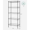 imageSONGMICS Metal Storage Shelves 5Tier Wire Shelving Unit Kitchen Rack Adjustable Shelves 4 Hooks Shelf Liners 118 x 157 x 591 Inches Total Load Capacity 220 lb for Garage Silver ULGR105E01Black