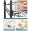imageSONGMICS Metal Storage Shelves 5Tier Wire Shelving Unit Kitchen Rack Adjustable Shelves 4 Hooks Shelf Liners 118 x 157 x 591 Inches Total Load Capacity 220 lb for Garage Silver ULGR105E01Black