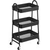 imageSONGMICS 3Tier Rolling Cart Metal Storage Cart Kitchen Storage Trolley with 2 Brakes and Handles Utility Cart Easy Assembly for Painting Utensils Bedroom Laundry Room Black UBSC068B01