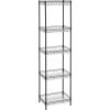 imageSONGMICS Metal Storage Shelves 5Tier Wire Shelving Unit Kitchen Rack Adjustable Shelves 4 Hooks Shelf Liners 118 x 157 x 591 Inches Total Load Capacity 220 lb for Garage Silver ULGR105E01Black