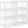 imageSONGMICS Shoe Boxes Pack of 6 Stackable Shoe Organizers with Clear Door for Sneakers Plastic Shoe Storage for US Size 12 142 x 11 x 87 Inches Transparent ULSP06CW
