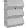 imageSONGMICS Storage Bins with Lids Set of 4 Dorm Storage Bins Collapsible Cubes with Magnetic Closures a SemiOpen Front Lid Can Stay Open after Stacked up Gray URLB22GY