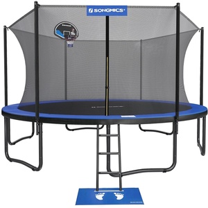 image:imageSONGMICS Trampoline 15 ft Outdoor Trampoline for Kids Adults with Basketball Hoop Safety Enclosure Inner Net Ladder Spring Cover Pad Max Load 209 lb Blue and Black USTR154Q01