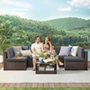 image:imageSONGMICS Outdoor Sectional Sofa Couch 7Piece Patio Furniture Set Handwoven PE Wicker Rattan Patio Conversation Set with Cushions and Glass Table Brown and Gray UGGF015G01Brown  Gray
