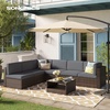 image:imageSONGMICS Outdoor Sectional Sofa Couch 7Piece Patio Furniture Set Handwoven PE Wicker Rattan Patio Conversation Set with Cushions and Glass Table Brown and Gray UGGF015G01Brown  Gray