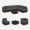 image:imageSONGMICS Outdoor Sectional Sofa Couch 7Piece Patio Furniture Set Handwoven PE Wicker Rattan Patio Conversation Set with Cushions and Glass Table Brown and Gray UGGF015G01Brown  Gray