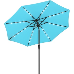 image:imageSONGMICS 9 ft Solar Patio Umbrella 32 LED Lights Lighted Table Outdoor Umbrella UPF 50 30 DualTilt System for Garden Balcony Patio Backyard Market Without Base Navy Blue UGPU011L01Lake Blue