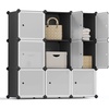 image:imageSONGMICS Cube Storage Organizer Set of 9 Plastic Cubes Closet Storage Shelves DIY Plastic Closet Cabinet Modular Bookcase Shelving with Doors for Bedroom Living Room Black and White ULPC116HS