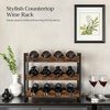 image:imageSONGMICS Wine Rack 3 Tier Tabletop Wine Water Bottle Organizer Storage Large Capacity Holds 12 Bottles Bamboo Countertop Wine Holder Shelf for Kitchen Bar Cabinets Pantry Rustic Brown and Black
