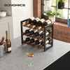 image:imageSONGMICS Wine Rack 3 Tier Tabletop Wine Water Bottle Organizer Storage Large Capacity Holds 12 Bottles Bamboo Countertop Wine Holder Shelf for Kitchen Bar Cabinets Pantry Rustic Brown and Black